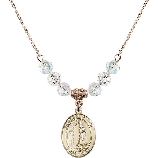 14kt Gold Filled Saint Zoe of Rome Birthstone Necklace with Crystal Beads - 8314