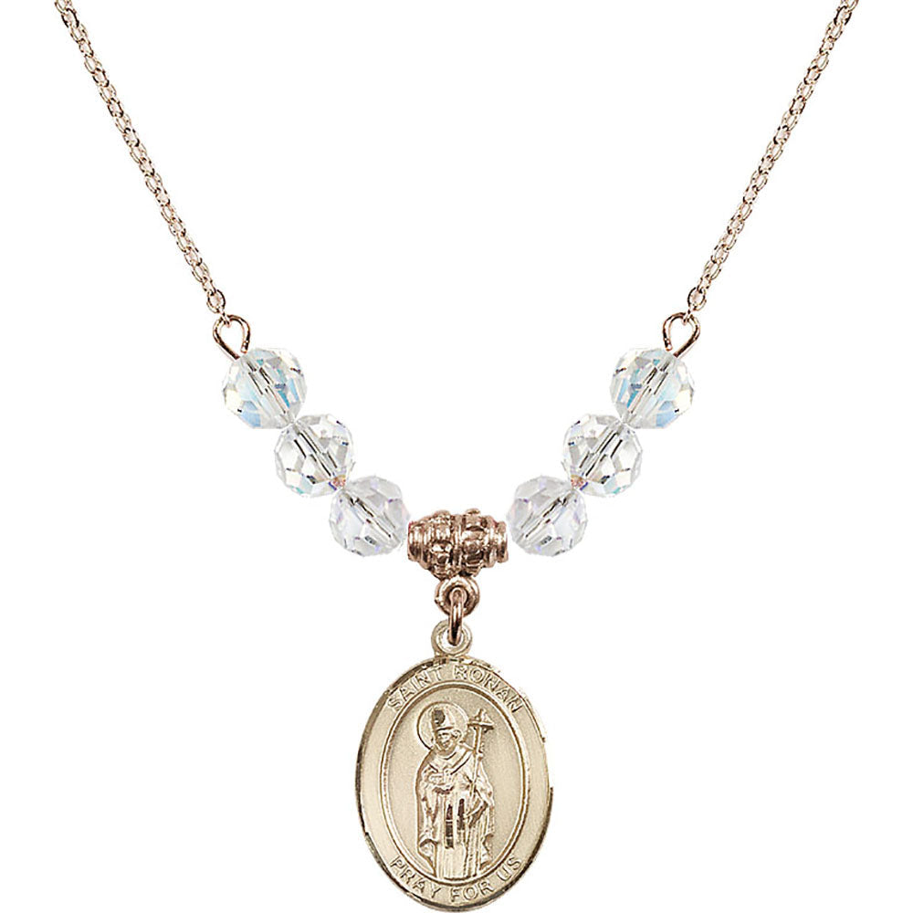 14kt Gold Filled Saint Ronan Birthstone Necklace with Crystal Beads - 8315