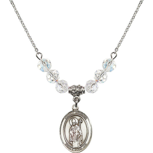 Sterling Silver Saint Ronan Birthstone Necklace with Crystal Beads - 8315