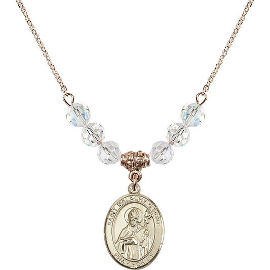 14kt Gold Filled Saint Malachy O'More Birthstone Necklace with Crystal Beads - 8316