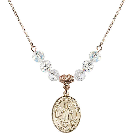 14kt Gold Filled Saint Anthony of Egypt Birthstone Necklace with Crystal Beads - 8317