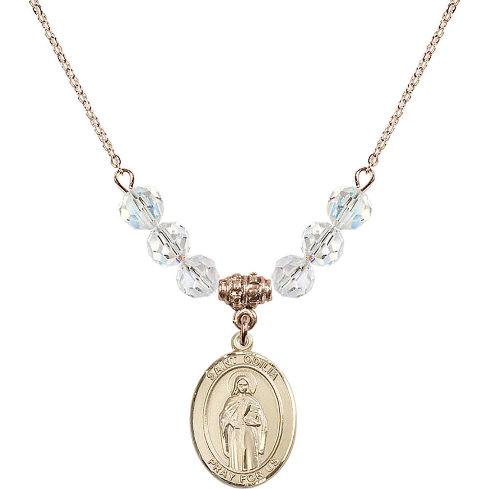14kt Gold Filled Saint Odilia Birthstone Necklace with Crystal Beads - 8319
