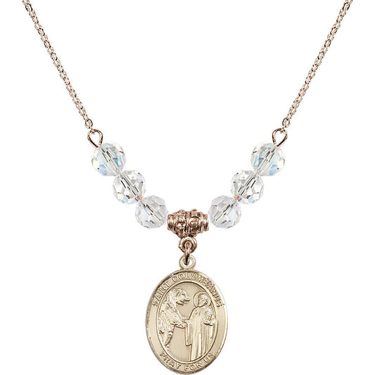 14kt Gold Filled Saint Columbanus Birthstone Necklace with Crystal Beads - 8321