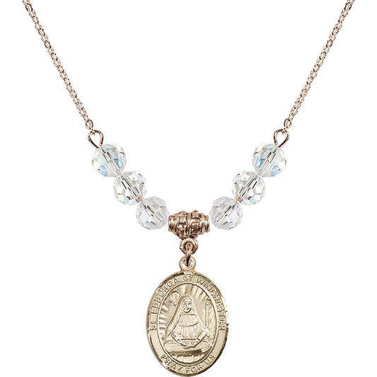 14kt Gold Filled Saint Edburga of Winchester Birthstone Necklace with Crystal Beads - 8324