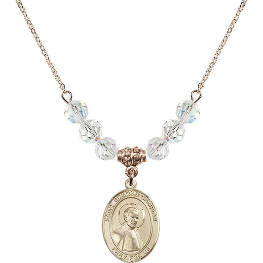 14kt Gold Filled Saint Edmund Campion Birthstone Necklace with Crystal Beads - 8333