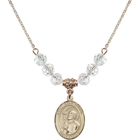 14kt Gold Filled Saint Rene Goupil Birthstone Necklace with Crystal Beads - 8334
