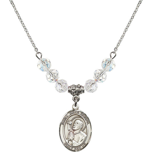 Sterling Silver Saint Rene Goupil Birthstone Necklace with Crystal Beads - 8334