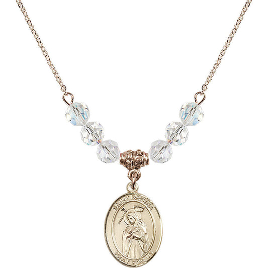 14kt Gold Filled Saint Regina Birthstone Necklace with Crystal Beads - 8335