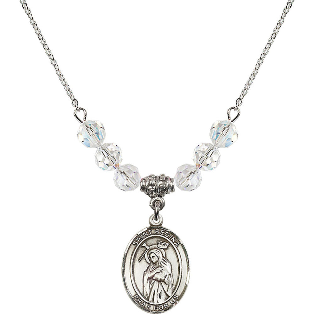 Sterling Silver Saint Regina Birthstone Necklace with Crystal Beads - 8335