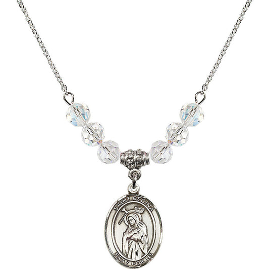 Sterling Silver Saint Regina Birthstone Necklace with Crystal Beads - 8335