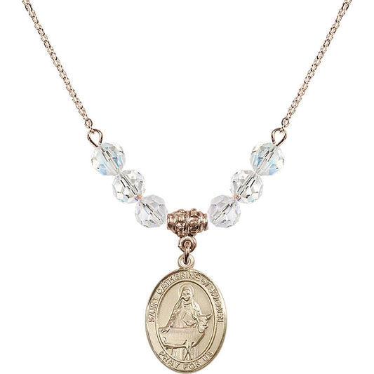 14kt Gold Filled Saint Catherine of Sweden Birthstone Necklace with Crystal Beads - 8336