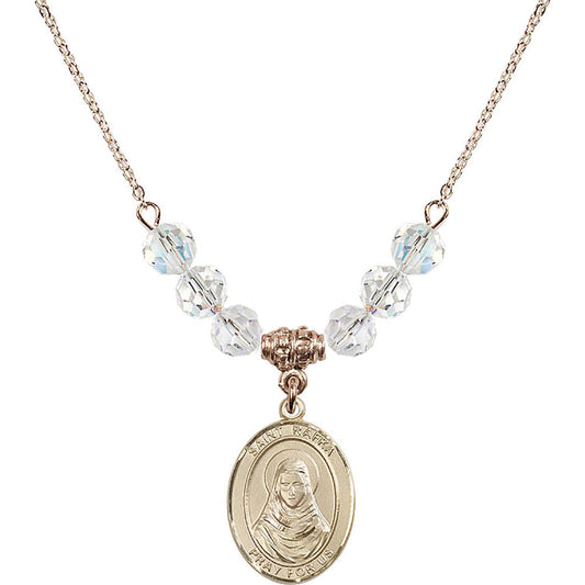 14kt Gold Filled Saint Rafka Birthstone Necklace with Crystal Beads - 8338