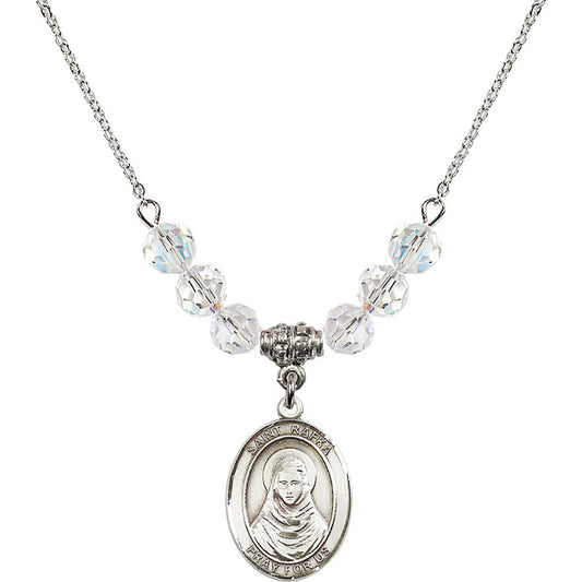 Sterling Silver Saint Rafka Birthstone Necklace with Crystal Beads - 8338