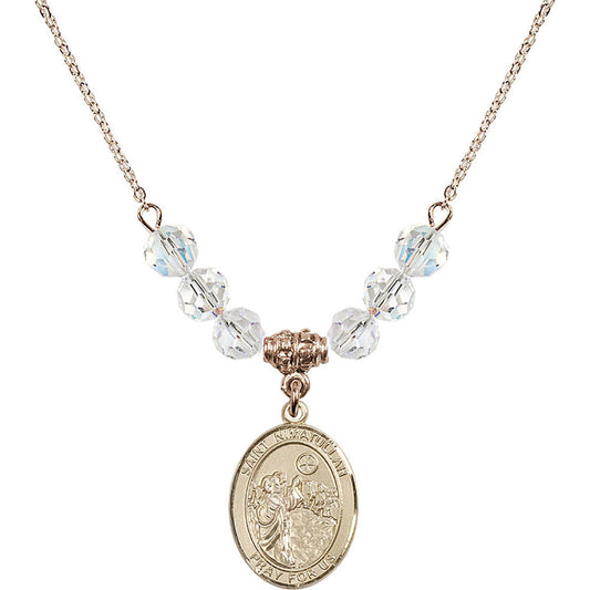 14kt Gold Filled Saint Nimatullah Birthstone Necklace with Crystal Beads - 8339