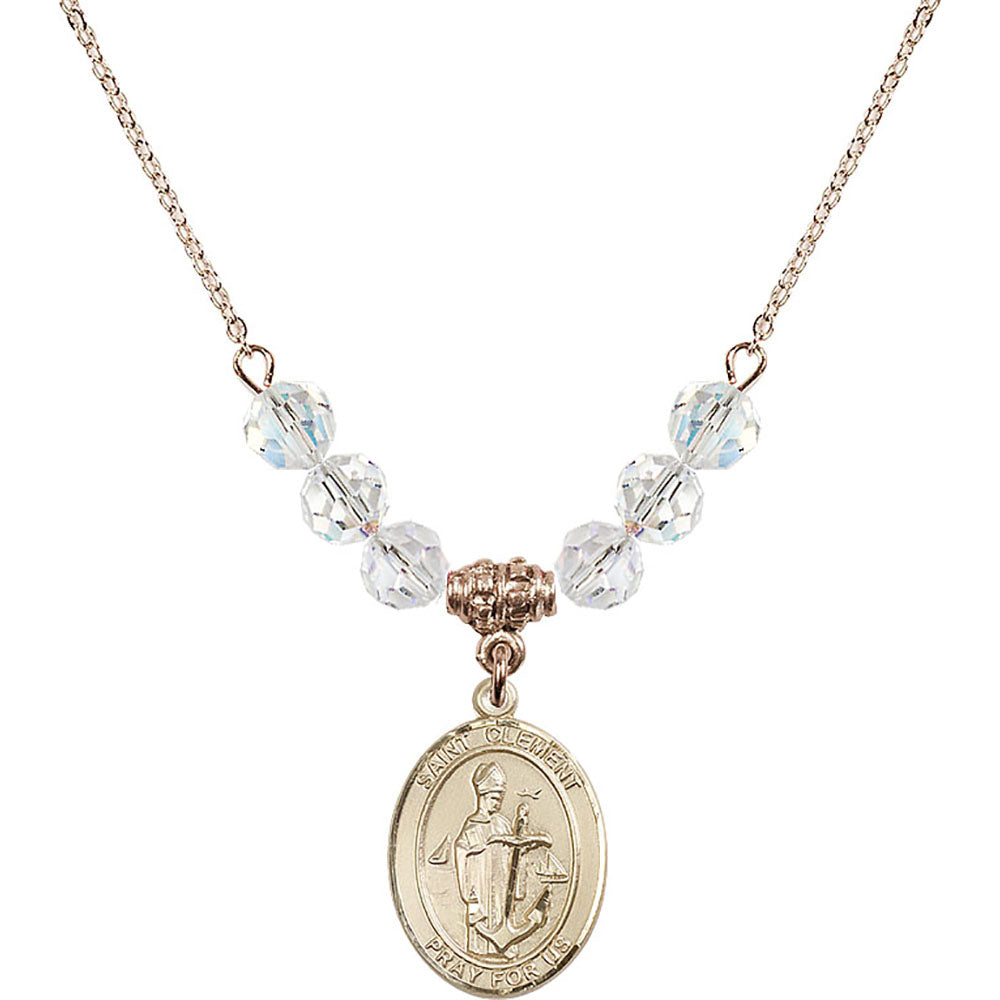 14kt Gold Filled Saint Clement Birthstone Necklace with Crystal Beads - 8340