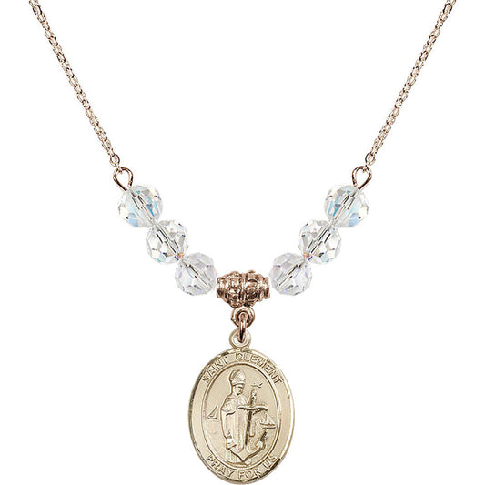 14kt Gold Filled Saint Clement Birthstone Necklace with Crystal Beads - 8340