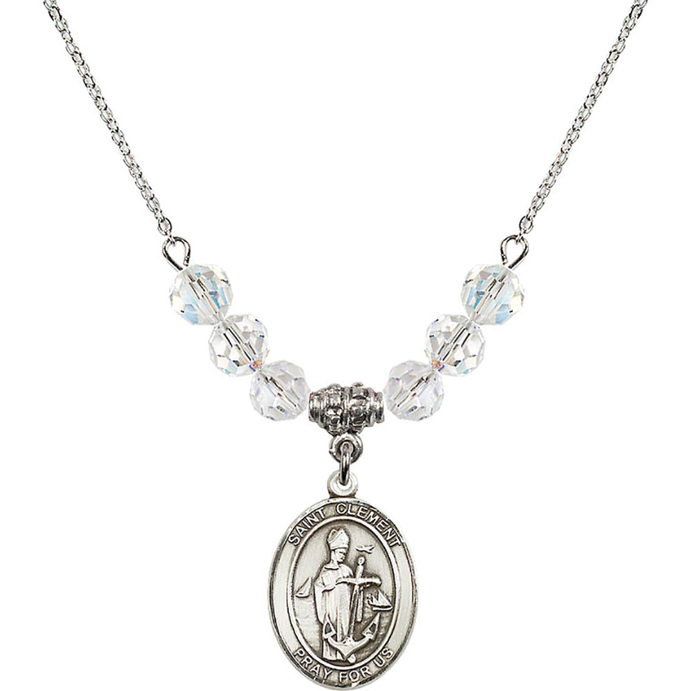 Sterling Silver Saint Clement Birthstone Necklace with Crystal Beads - 8340