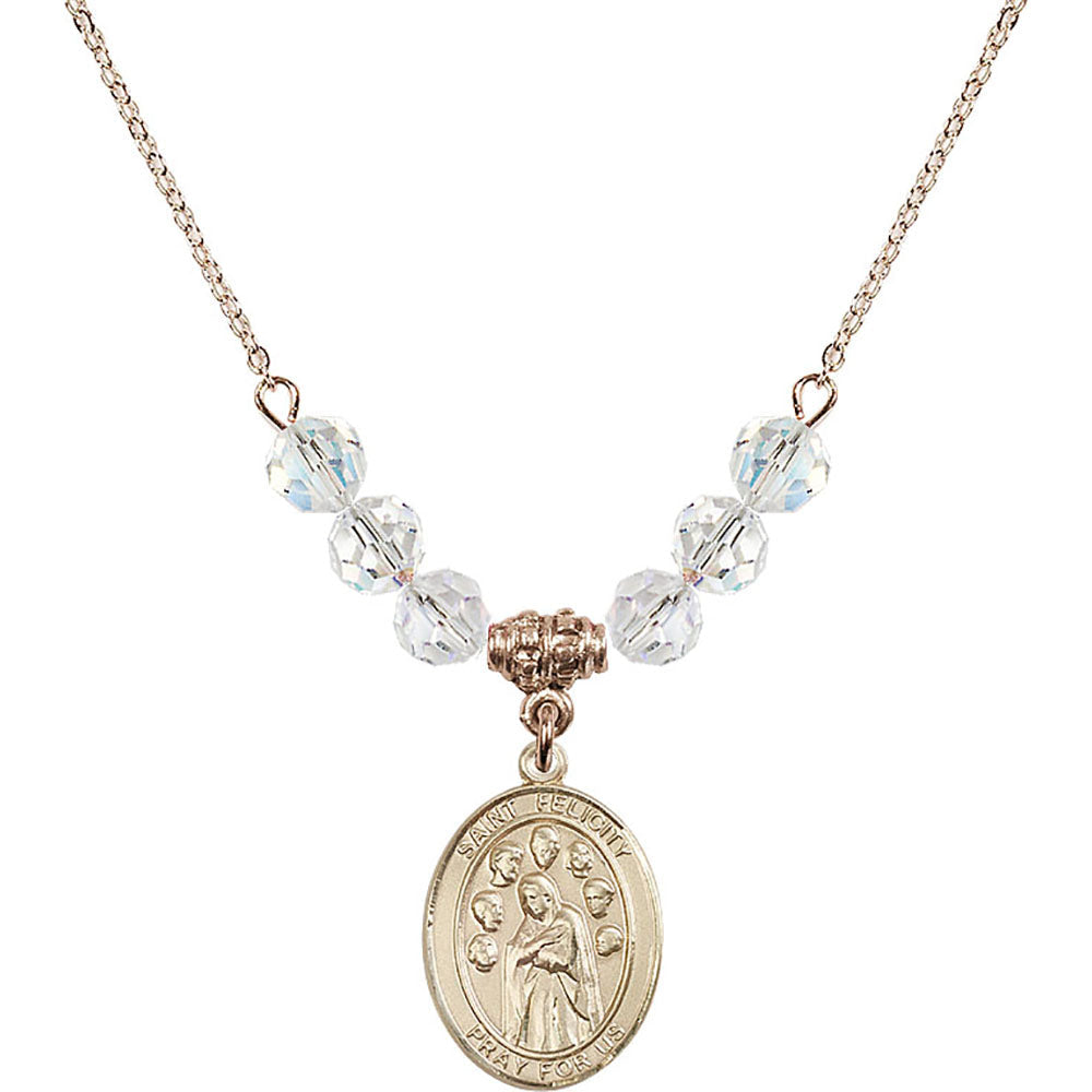 14kt Gold Filled Saint Felicity Birthstone Necklace with Crystal Beads - 8341