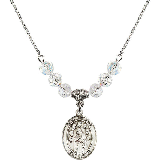 Sterling Silver Saint Felicity Birthstone Necklace with Crystal Beads - 8341