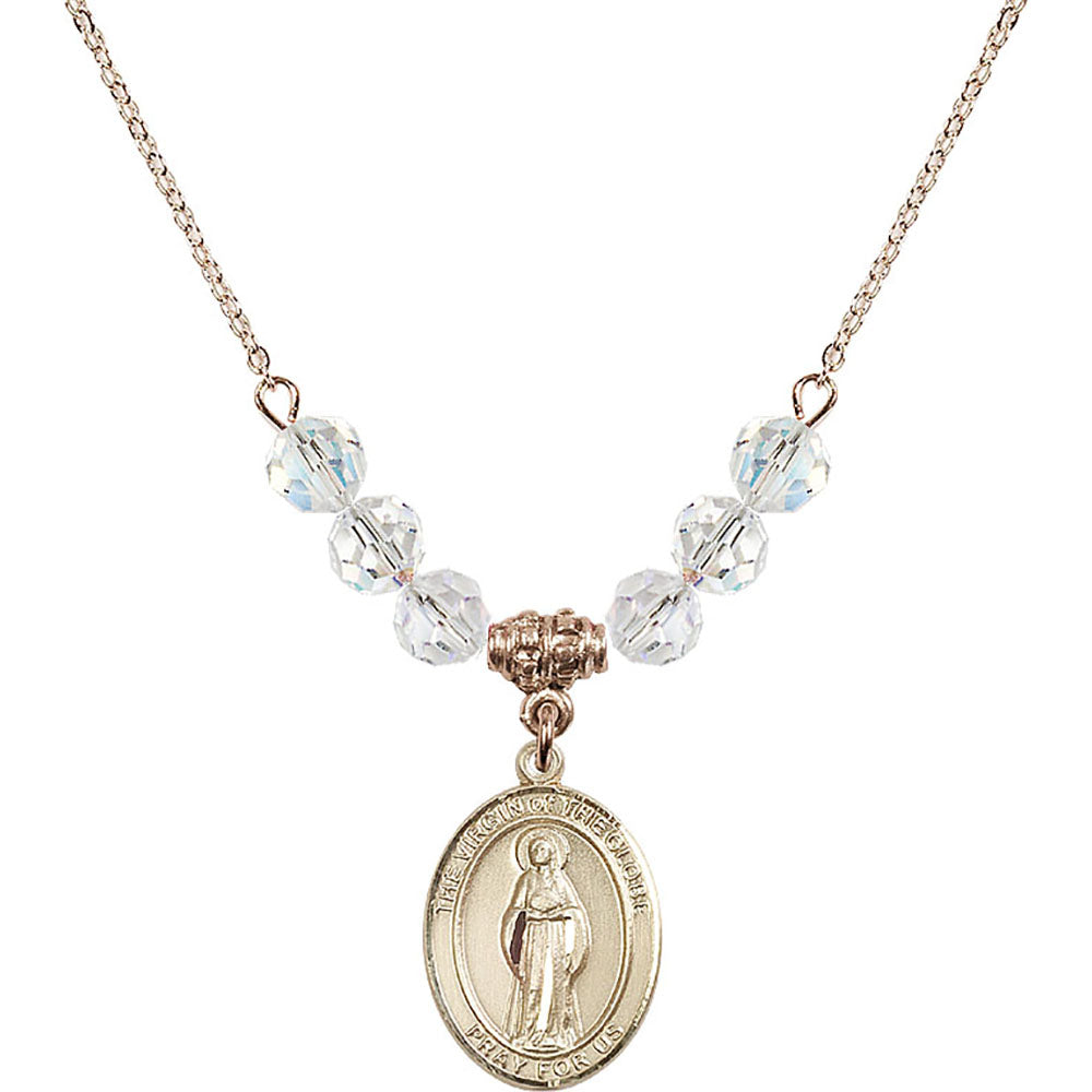 14kt Gold Filled Virgin of the Globe Birthstone Necklace with Crystal Beads - 8345