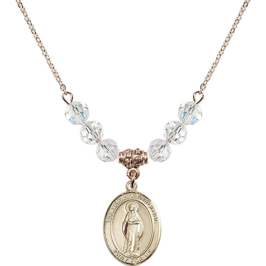 14kt Gold Filled Virgin of the Globe Birthstone Necklace with Crystal Beads - 8345