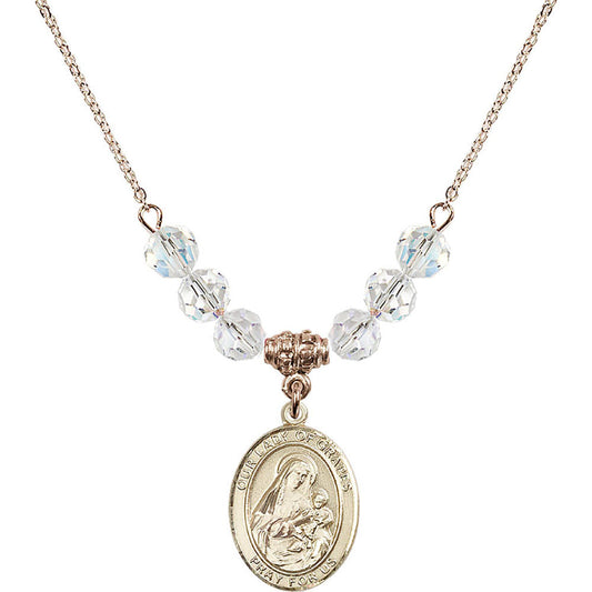14kt Gold Filled Our Lady of Grapes Birthstone Necklace with Crystal Beads - 8347