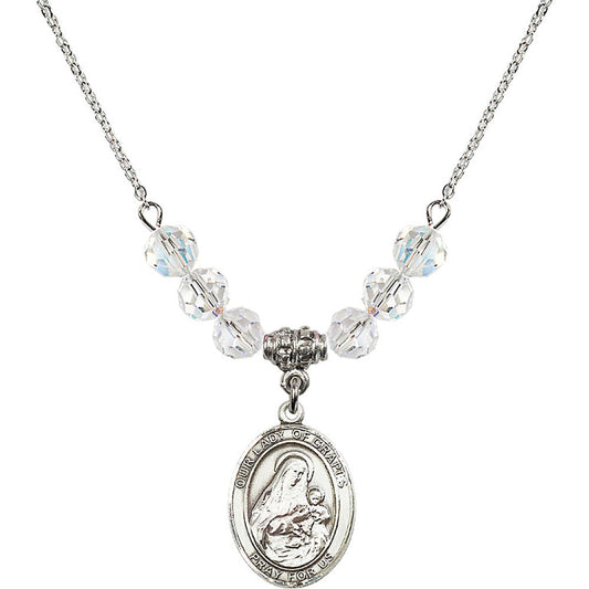 Sterling Silver Our Lady of Grapes Birthstone Necklace with Crystal Beads - 8347
