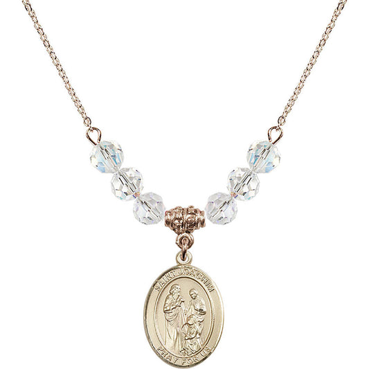 14kt Gold Filled Saint Joachim Birthstone Necklace with Crystal Beads - 8348