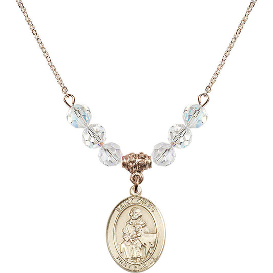 14kt Gold Filled Saint Giles Birthstone Necklace with Crystal Beads - 8349