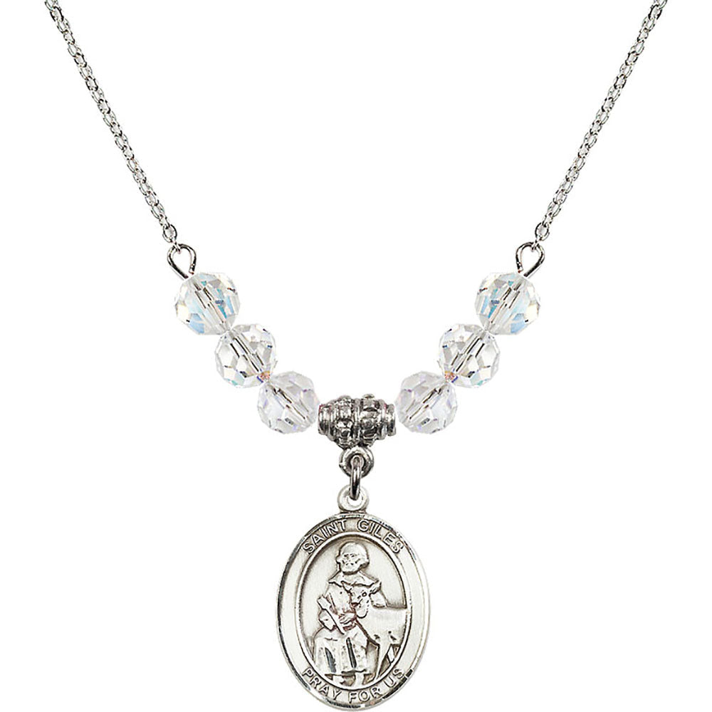 Sterling Silver Saint Giles Birthstone Necklace with Crystal Beads - 8349