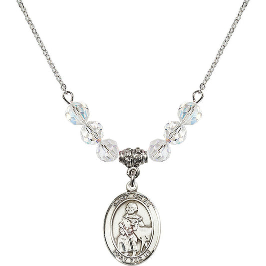Sterling Silver Saint Giles Birthstone Necklace with Crystal Beads - 8349