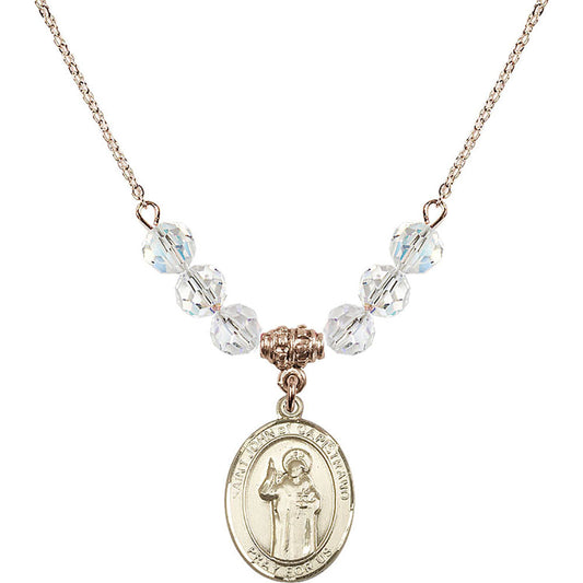 14kt Gold Filled Saint John of Capistrano Birthstone Necklace with Crystal Beads - 8350