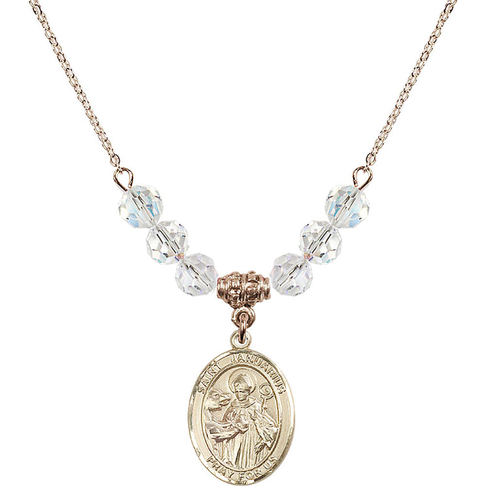 14kt Gold Filled Saint Januarius Birthstone Necklace with Crystal Beads - 8351