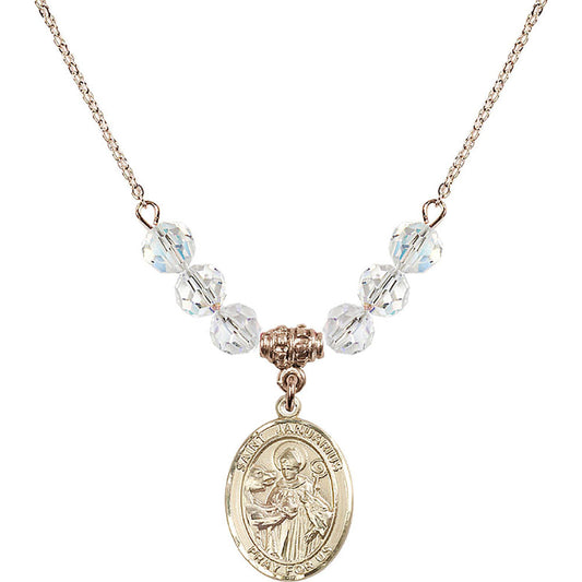 14kt Gold Filled Saint Januarius Birthstone Necklace with Crystal Beads - 8351