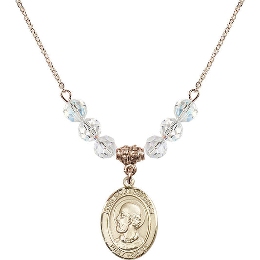 14kt Gold Filled Pope Saint Eugene I Birthstone Necklace with Crystal Beads - 8352