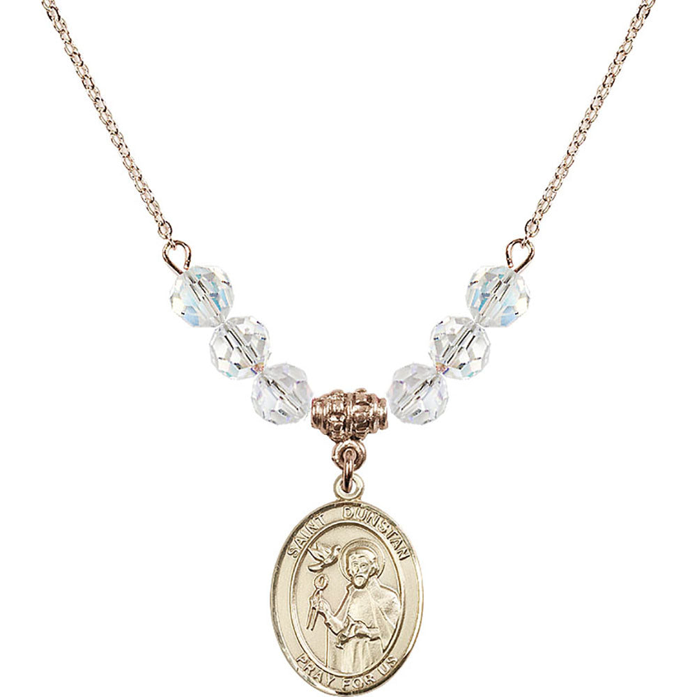 14kt Gold Filled Saint Dunstan Birthstone Necklace with Crystal Beads - 8355