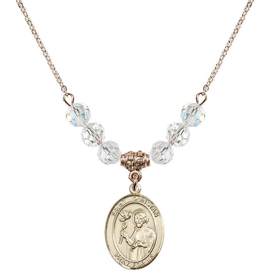14kt Gold Filled Saint Dunstan Birthstone Necklace with Crystal Beads - 8355