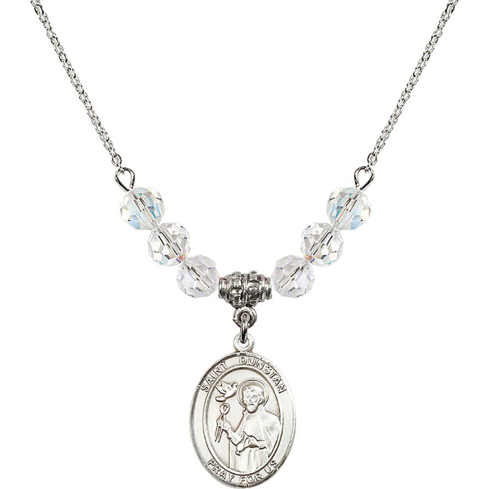 Sterling Silver Saint Dunstan Birthstone Necklace with Crystal Beads - 8355