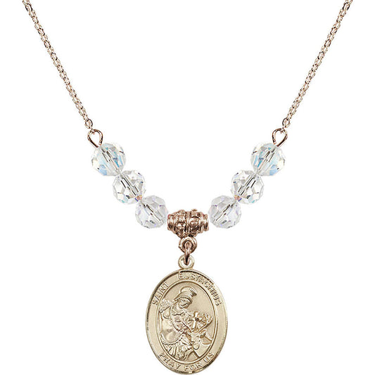 14kt Gold Filled Saint Eustachius Birthstone Necklace with Crystal Beads - 8356