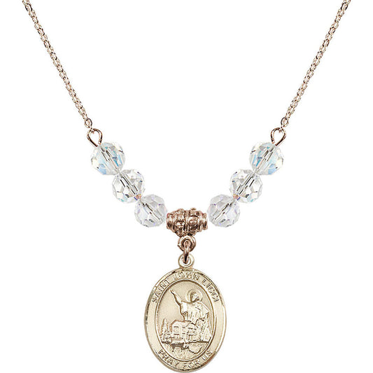 14kt Gold Filled Saint John Licci Birthstone Necklace with Crystal Beads - 8358