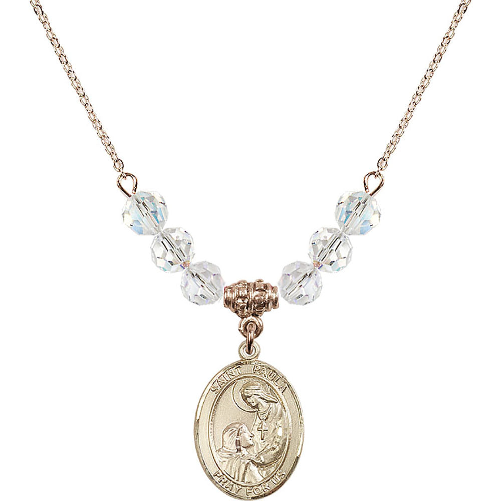 14kt Gold Filled Saint Paula Birthstone Necklace with Crystal Beads - 8359