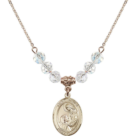 14kt Gold Filled Saint Paula Birthstone Necklace with Crystal Beads - 8359
