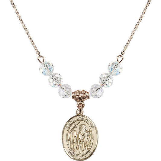 14kt Gold Filled Saint Polycarp of Smyrna Birthstone Necklace with Crystal Beads - 8363