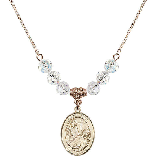 14kt Gold Filled Saint Fina Birthstone Necklace with Crystal Beads - 8364