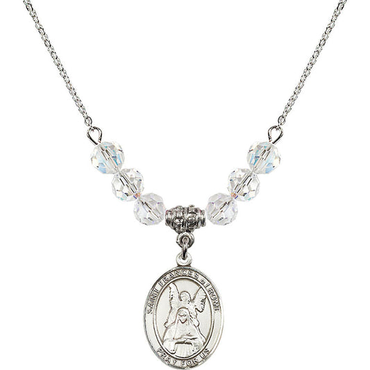 Sterling Silver Saint Frances of Rome Birthstone Necklace with Crystal Beads - 8365