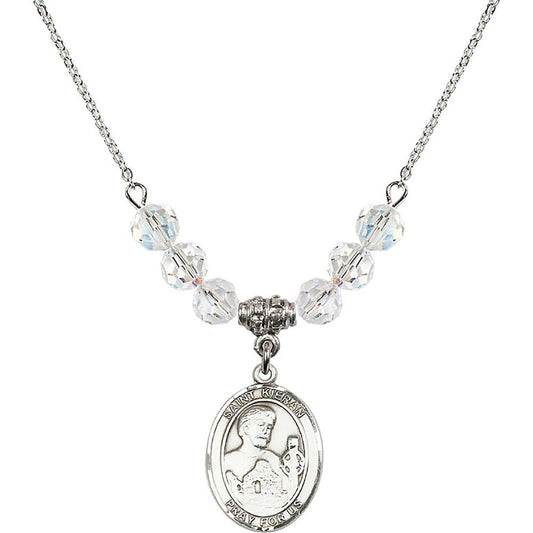 Sterling Silver Saint Kieran Birthstone Necklace with Crystal Beads - 8367