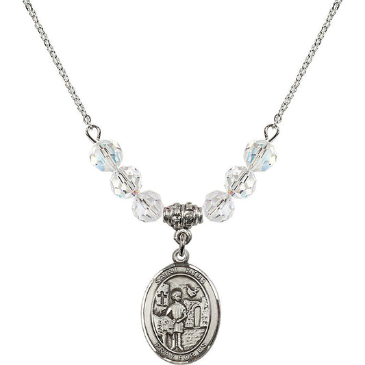 Sterling Silver Saint Vitus Birthstone Necklace with Crystal Beads - 8368
