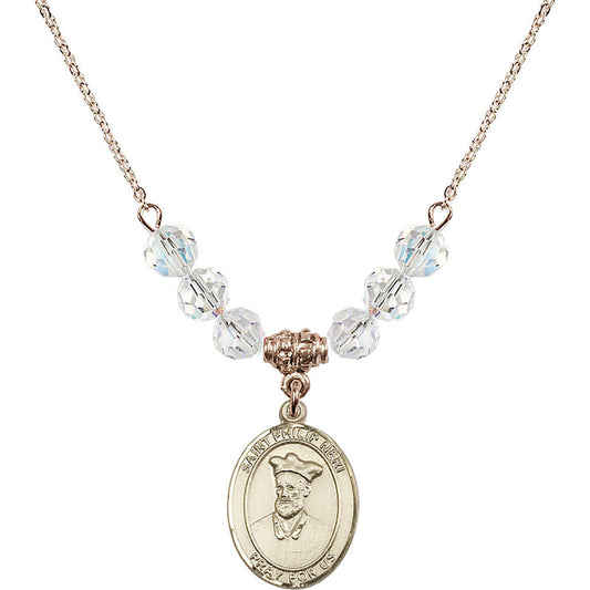 14kt Gold Filled Saint Philip Neri Birthstone Necklace with Crystal Beads - 8369