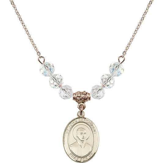 14kt Gold Filled Saint John Berchmans Birthstone Necklace with Crystal Beads - 8370