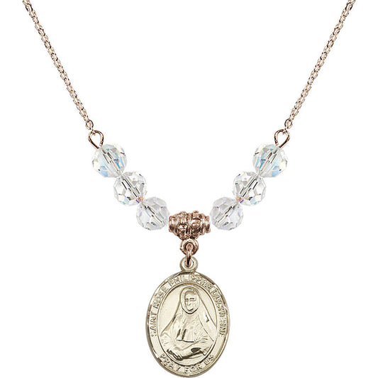 14kt Gold Filled Saint Rose Philippine Duchesne Birthstone Necklace with Crystal Beads - 8371